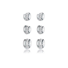 Brinco Trio Argola Lisa Grossa Ródio Branco