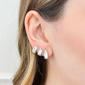 Brinco Trio Argola Lisa Grossa Ródio Branco