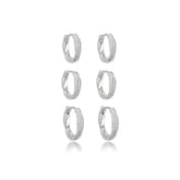 Brinco Trio Argola Trançada Ródio Branco