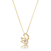 Colar Cisne com Ponto de Luz no Centro 50cm Ouro 18K