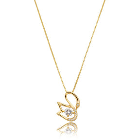 Colar Cisne com Ponto de Luz no Centro 50cm Ouro 18K