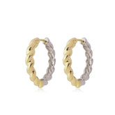 Brinco Argola Torcida Bicolor Ouro 18K e Ródio Branco