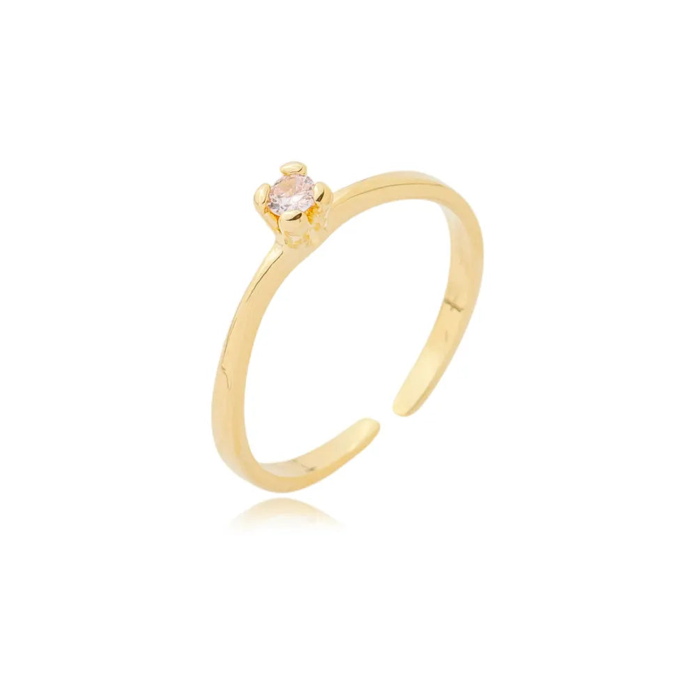 Anel Regulável de Formatura Zircônia Amarelo Ouro 18K