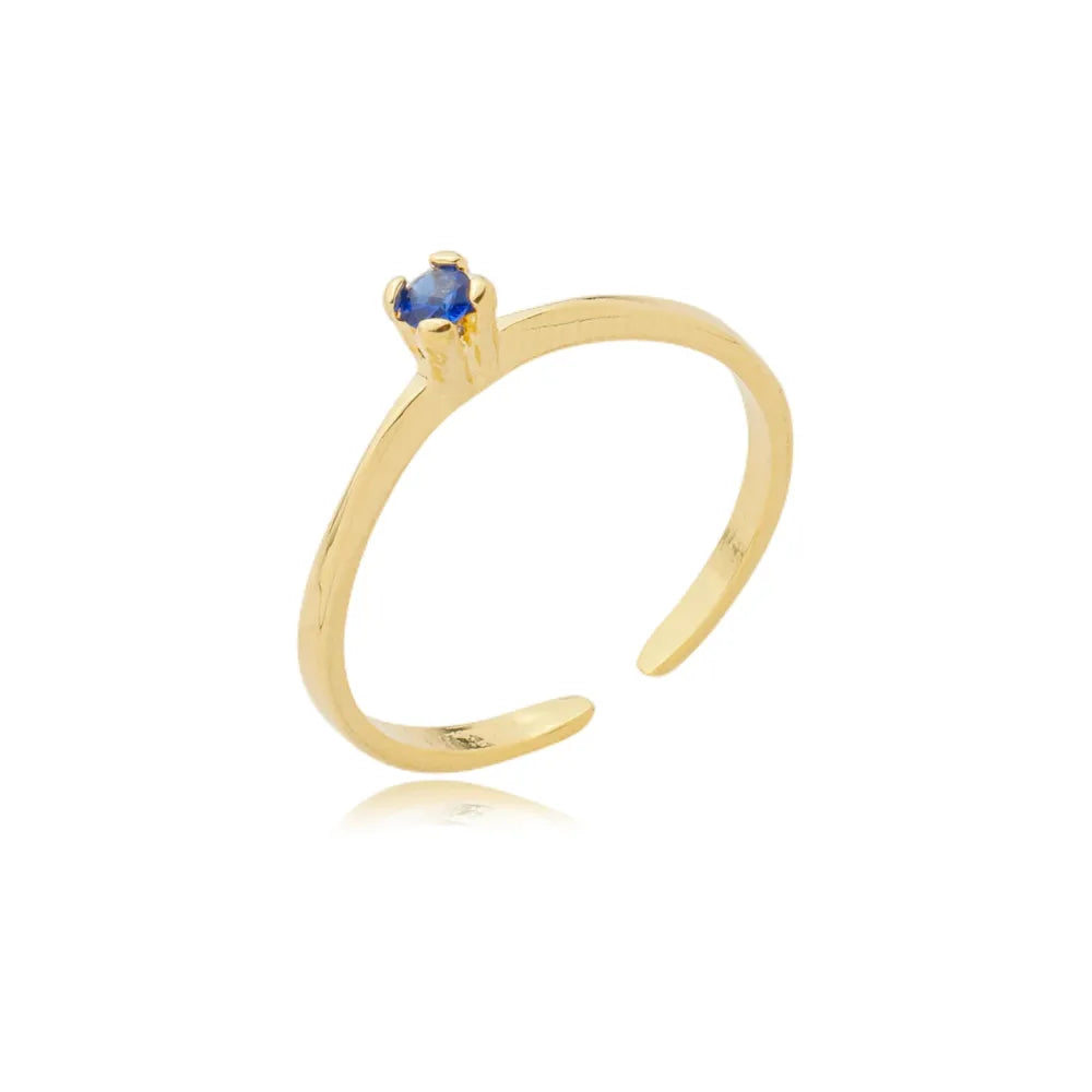 Anel Regulável de Formatura Zircônia Amarelo Ouro 18K