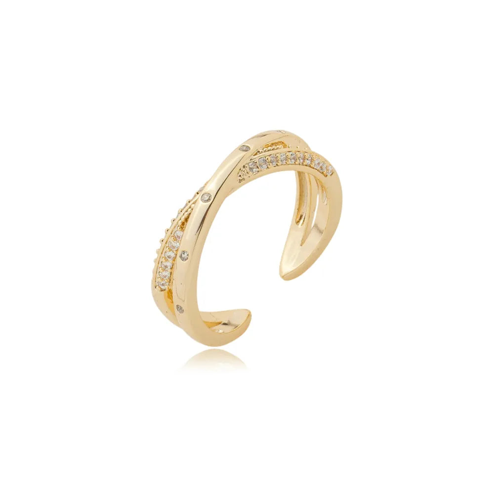 Anel Regulável em X Ouro 18K