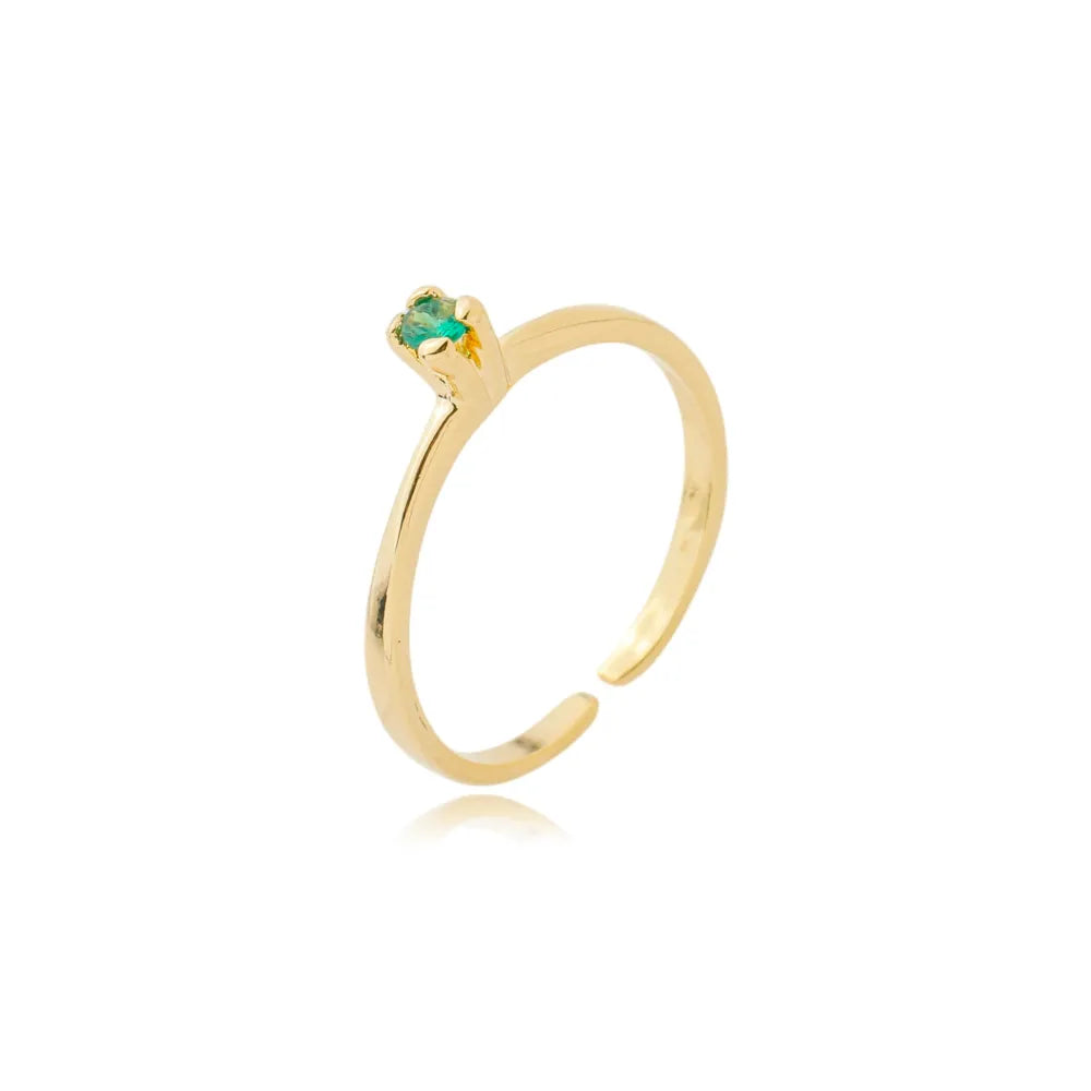 Anel Regulável de Formatura Zircônia Amarelo Ouro 18K