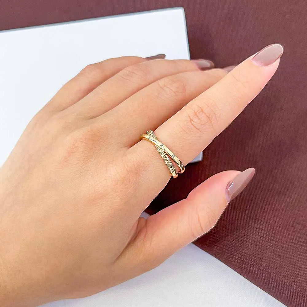 Anel Regulável em X Ouro 18K