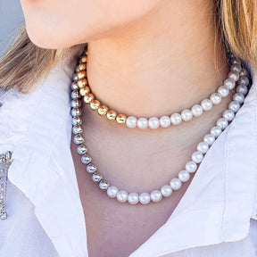 Colar Choker Metade ABS e Pérola Ouro 18K