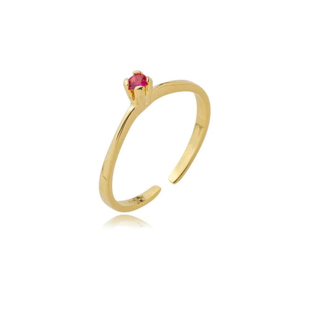 Anel Regulável de Formatura Zircônia Amarelo Ouro 18K