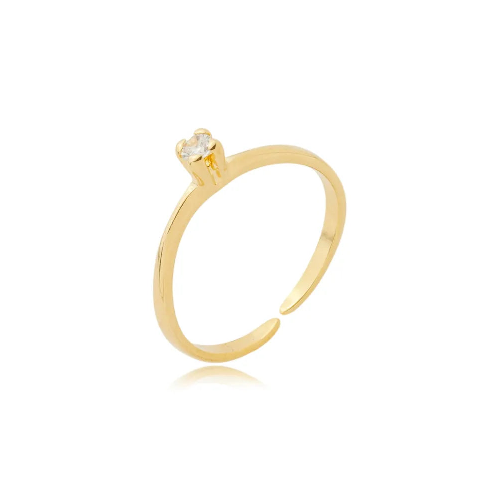 Anel Regulável de Formatura Zircônia Amarelo Ouro 18K