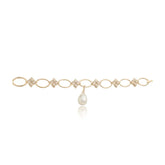 Pulseira Pérola com Detalhes e Zircônias Ouro 18K
