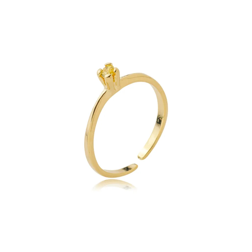 Anel Regulável de Formatura Zircônia Amarelo Ouro 18K