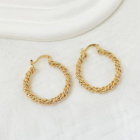 Brinco Argola Dupla Torcida Ouro 18K
