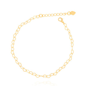 Pulseira Elos de Corações Ouro 18K