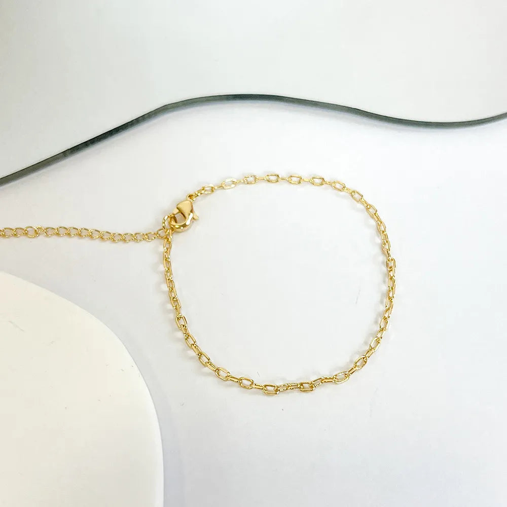 Pulseira Elos Quadrados Pequenos 2MM Ouro 18K