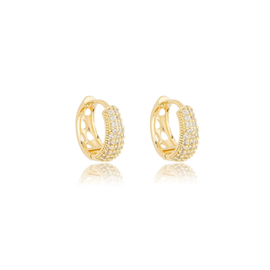 Brinco Argola Cravejada Ouro 18K