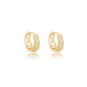 Brinco Argola Cravejada Ouro 18K